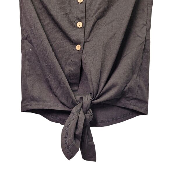 BesserBay Girls Button-Up Cold Shoulder & Tie Black Shirt Size 7-8 Years Old - Picture 3 of 8